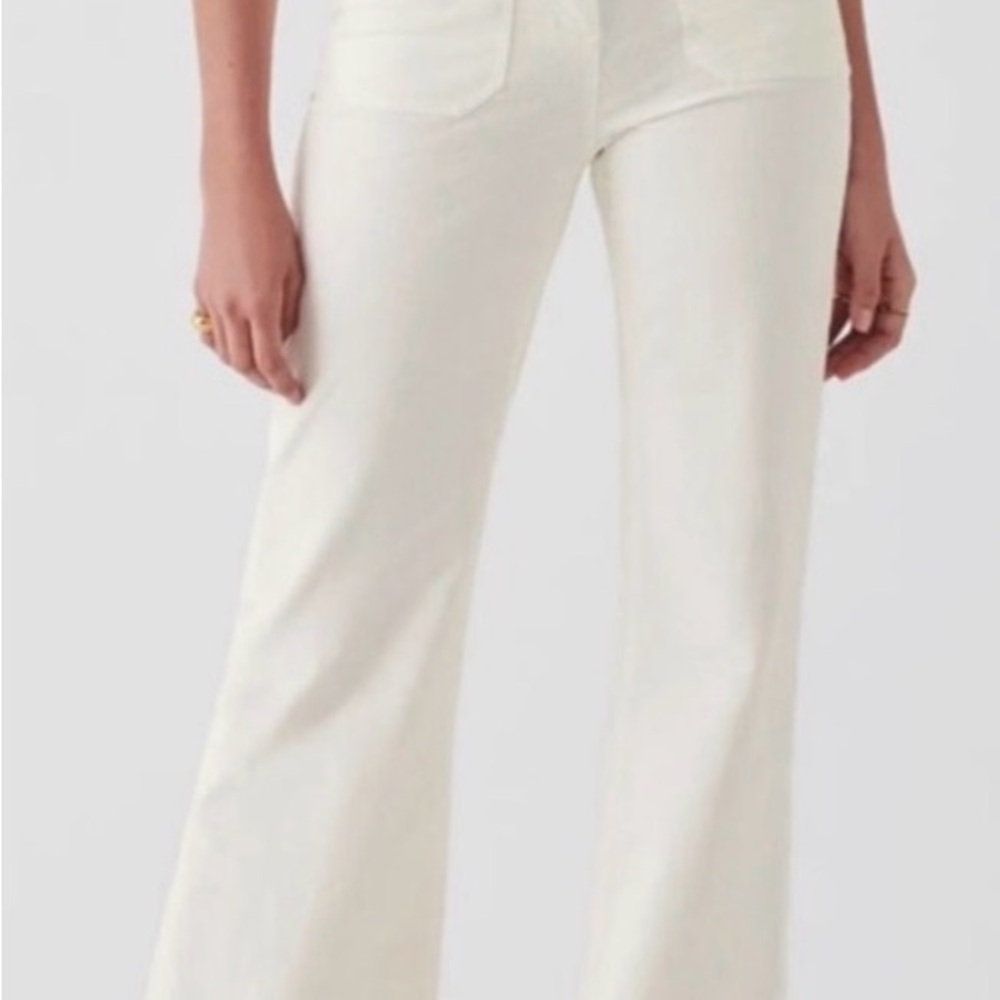 Faherty Corduroy Wide Leg Patch Pocket Pants Egret